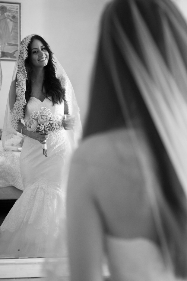 Wedding Bride Photography Mirror Black and White