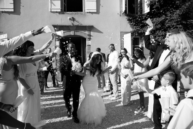 Bride Groom Chateau Wedding Confetti Photo