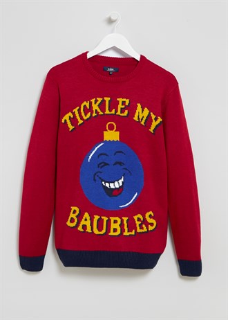 Matalan £15 - Tickle My Baubles Slogan Christmas Jumper
