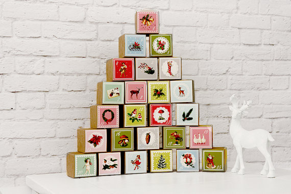 Nostalgic Vintage Style Advent Calendar Set of 25 Paper Boxes easy diy for chocolates sweets